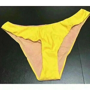 J Crew Swimsuit Womens L Yellow Bikini Bottom Cheeky Curved Waist Beach BC125